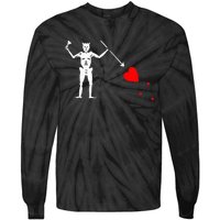 Blackbeard Pirate Flag Jolly Roger Skeleton Halloween Tie-Dye Long Sleeve Shirt