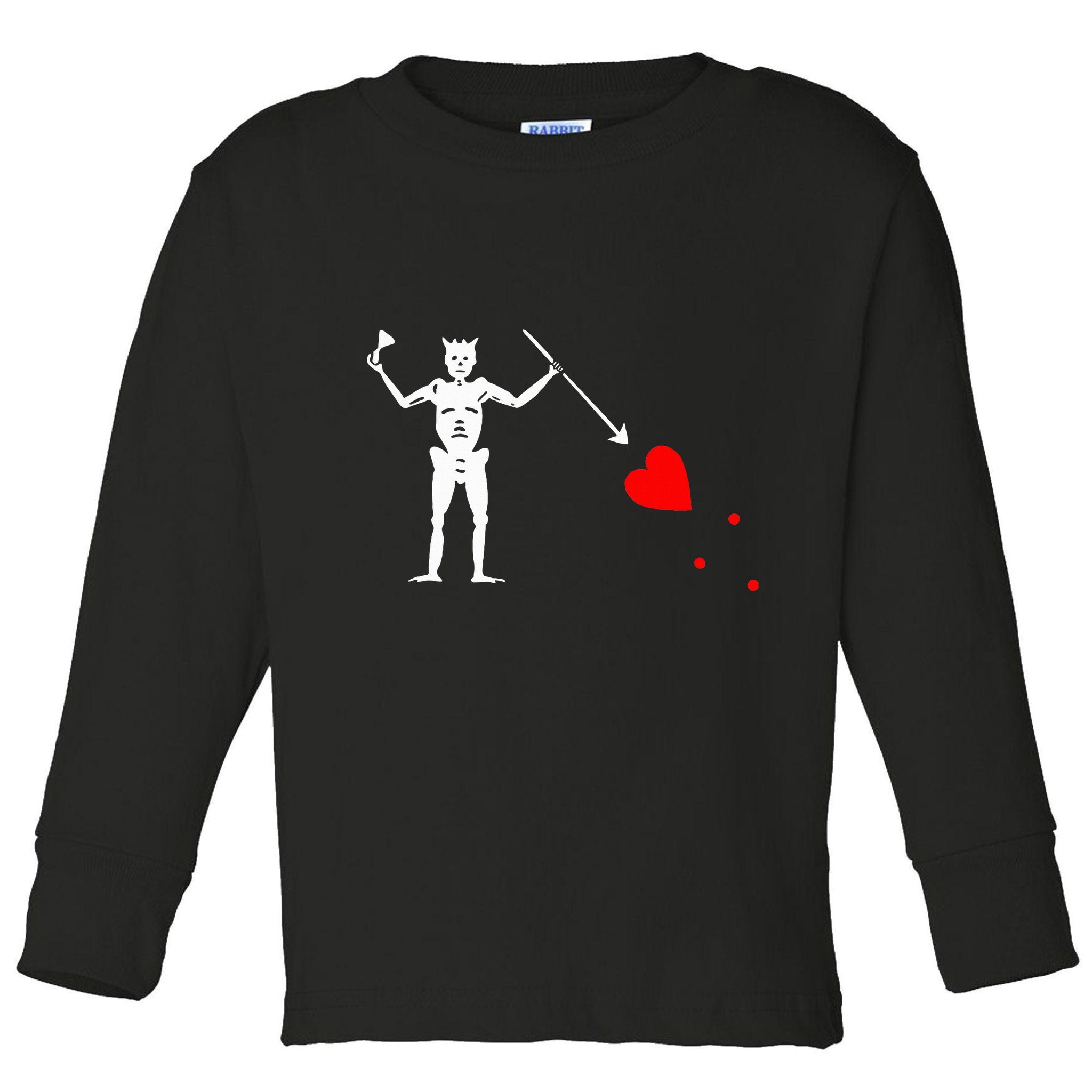 Blackbeard Pirate Flag Jolly Roger Skeleton Halloween Toddler Long Sleeve Shirt