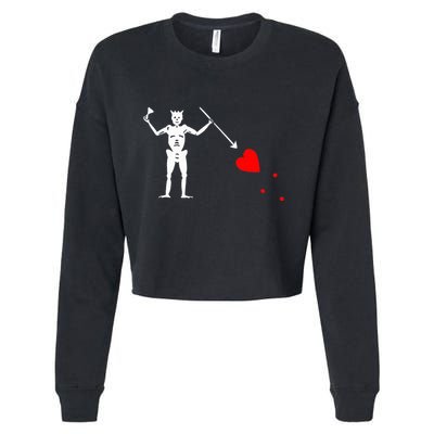 Blackbeard Pirate Flag Jolly Roger Skeleton Halloween Cropped Pullover Crew