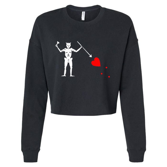Blackbeard Pirate Flag Jolly Roger Skeleton Halloween Cropped Pullover Crew