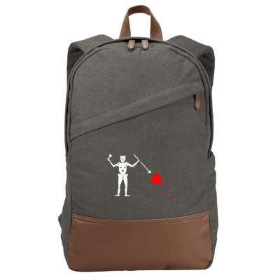 Blackbeard Pirate Flag Jolly Roger Skeleton Halloween Cotton Canvas Backpack