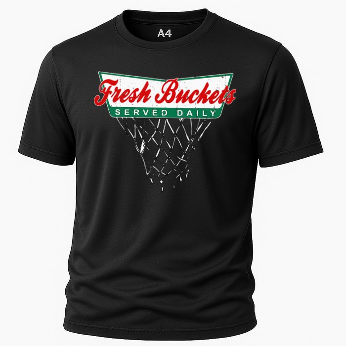 Basketball Player Fresh Buckets Served Daily Bball Cooling Performance Crew T-Shirt