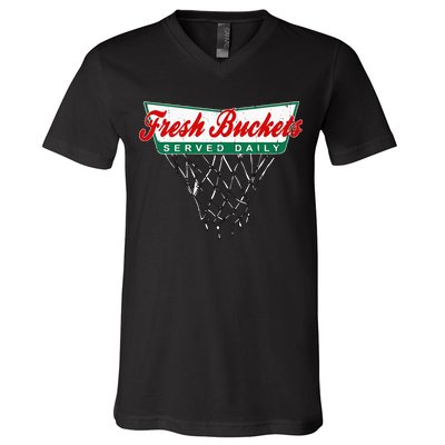 Basketball Player Fresh Buckets Served Daily Bball V-Neck T-Shirt