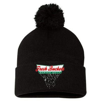 Basketball Player Fresh Buckets Served Daily Bball Pom Pom 12in Knit Beanie