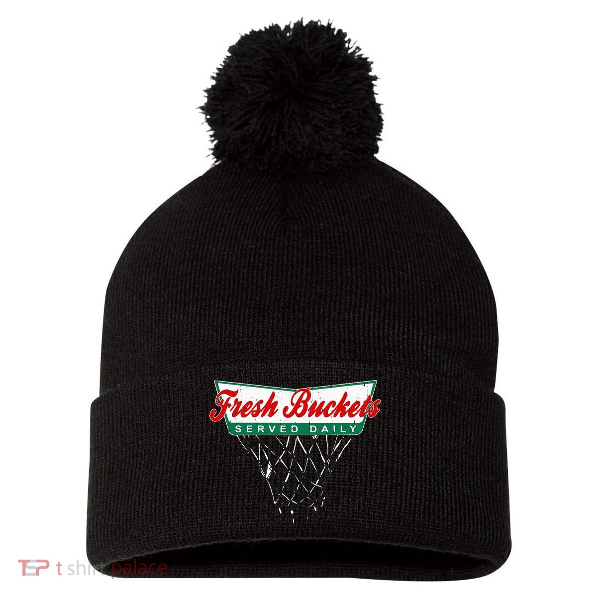 Basketball Player Fresh Buckets Served Daily Bball Pom Pom 12in Knit Beanie
