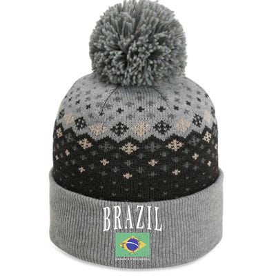 Brazil Painted Flag The Baniff Cuffed Pom Beanie