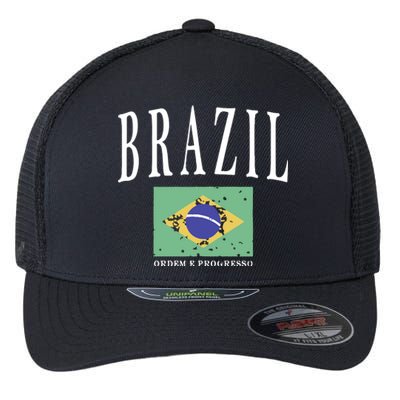 Brazil Painted Flag Flexfit Unipanel Trucker Cap