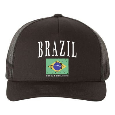 Brazil Painted Flag Yupoong Adult 5-Panel Trucker Hat