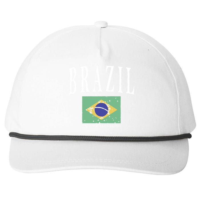 Brazil Painted Flag Snapback Five-Panel Rope Hat