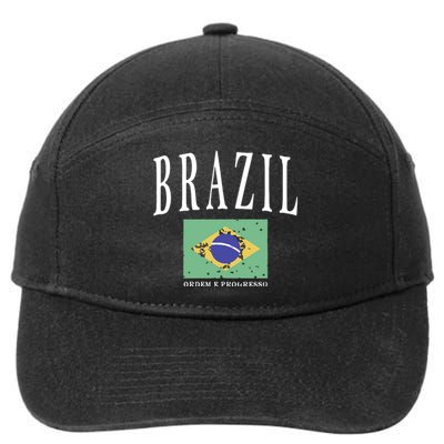 Brazil Painted Flag 7-Panel Snapback Hat