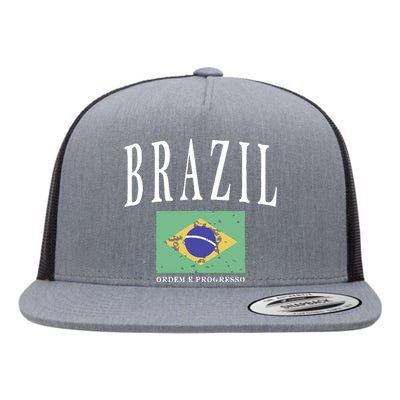 Brazil Painted Flag Flat Bill Trucker Hat