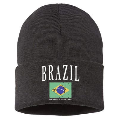 Brazil Painted Flag Sustainable Knit Beanie