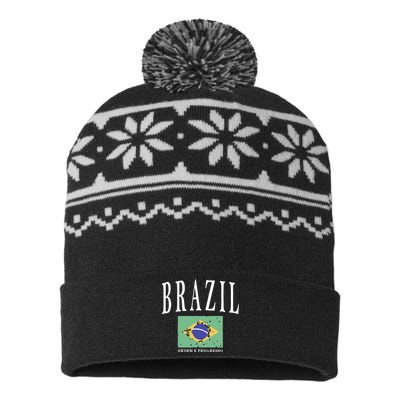 Brazil Painted Flag USA-Made Snowflake Beanie