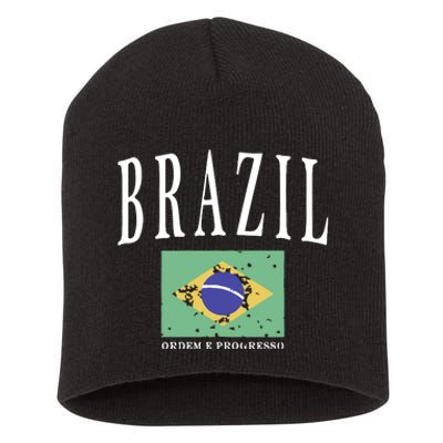 Brazil Painted Flag Short Acrylic Beanie