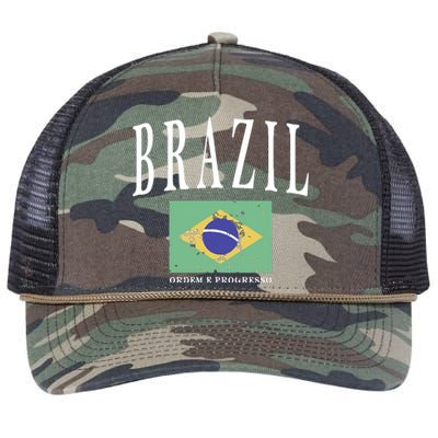 Brazil Painted Flag Retro Rope Trucker Hat Cap