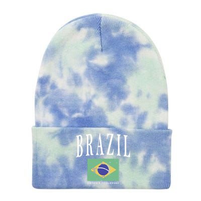 Brazil Painted Flag Tie Dye 12in Knit Beanie