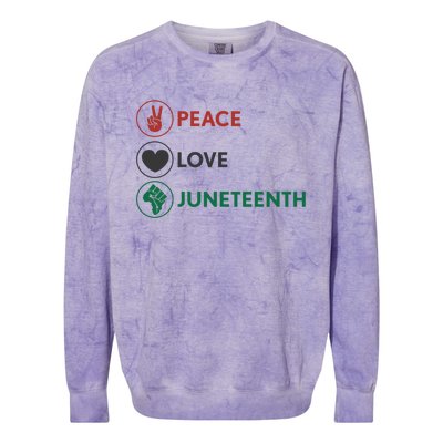 Black Pride Freedom Independence Day Peace Love Juneteenth Great Gift Colorblast Crewneck Sweatshirt