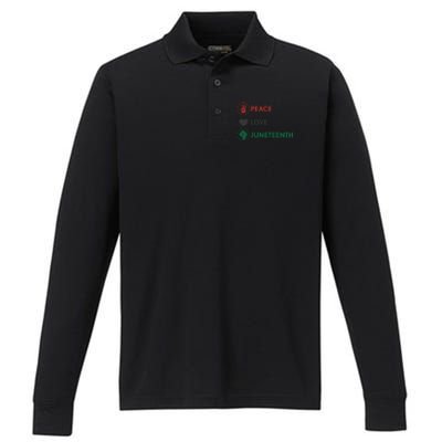 Black Pride Freedom Independence Day Peace Love Juneteenth Great Gift Performance Long Sleeve Polo