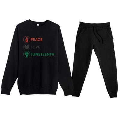 Black Pride Freedom Independence Day Peace Love Juneteenth Great Gift Premium Crewneck Sweatsuit Set