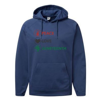 Black Pride Freedom Independence Day Peace Love Juneteenth Great Gift Performance Fleece Hoodie