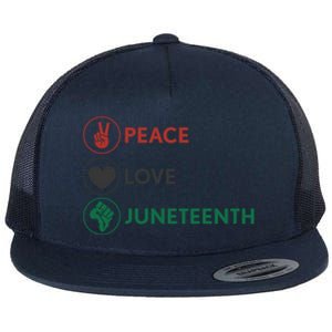 Black Pride Freedom Independence Day Peace Love Juneteenth Great Gift Flat Bill Trucker Hat