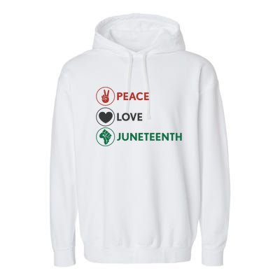 Black Pride Freedom Independence Day Peace Love Juneteenth Great Gift Garment-Dyed Fleece Hoodie