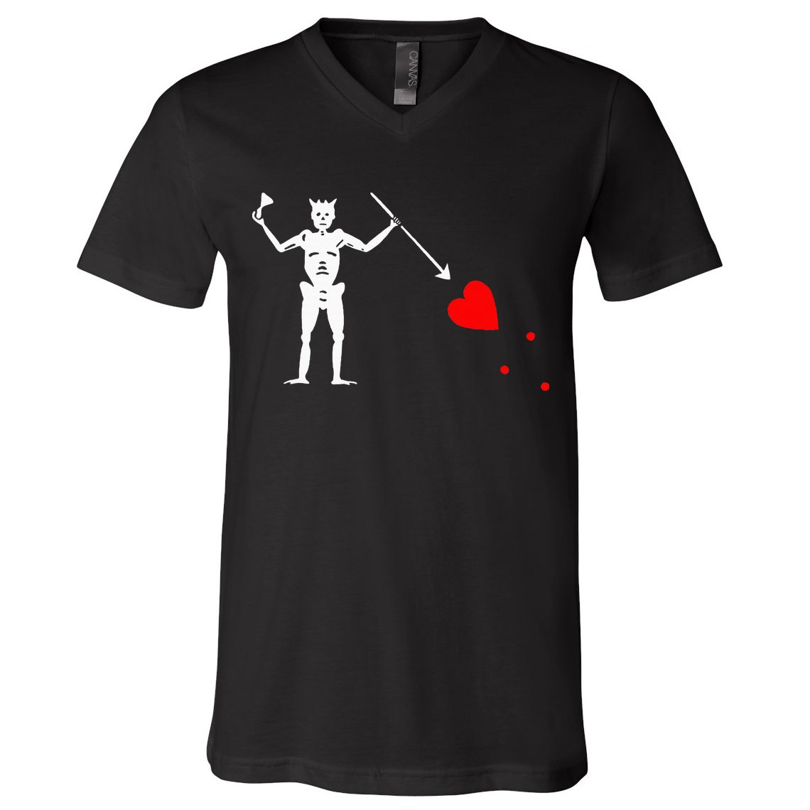 Blackbeard Pirate Flag Jolly Roger Skeleton V-Neck T-Shirt