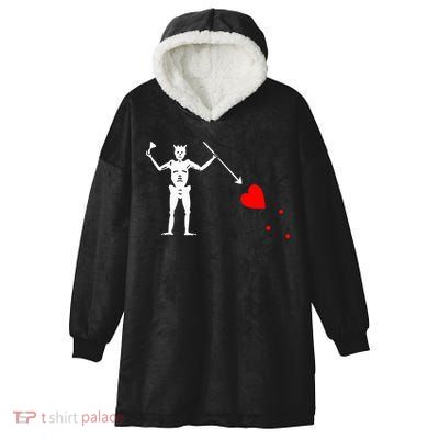 Blackbeard Pirate Flag Jolly Roger Skeleton Hooded Wearable Blanket