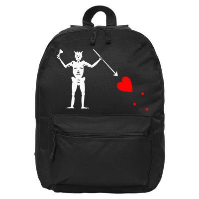 Blackbeard Pirate Flag Jolly Roger Skeleton 16 in Basic Backpack