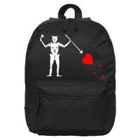 Blackbeard Pirate Flag Jolly Roger Skeleton 16 in Basic Backpack
