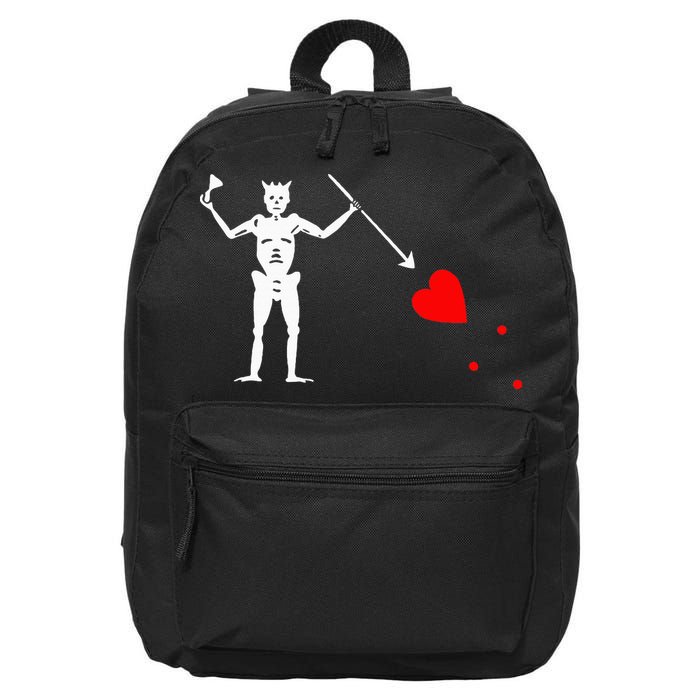 Blackbeard Pirate Flag Jolly Roger Skeleton 16 in Basic Backpack