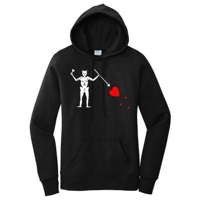 Blackbeard Pirate Flag Jolly Roger Skeleton Women's Pullover Hoodie