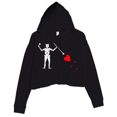 Blackbeard Pirate Flag Jolly Roger Skeleton Crop Fleece Hoodie