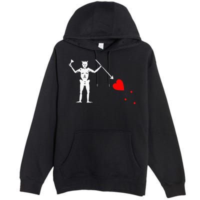 Blackbeard Pirate Flag Jolly Roger Skeleton Premium Pullover Hoodie