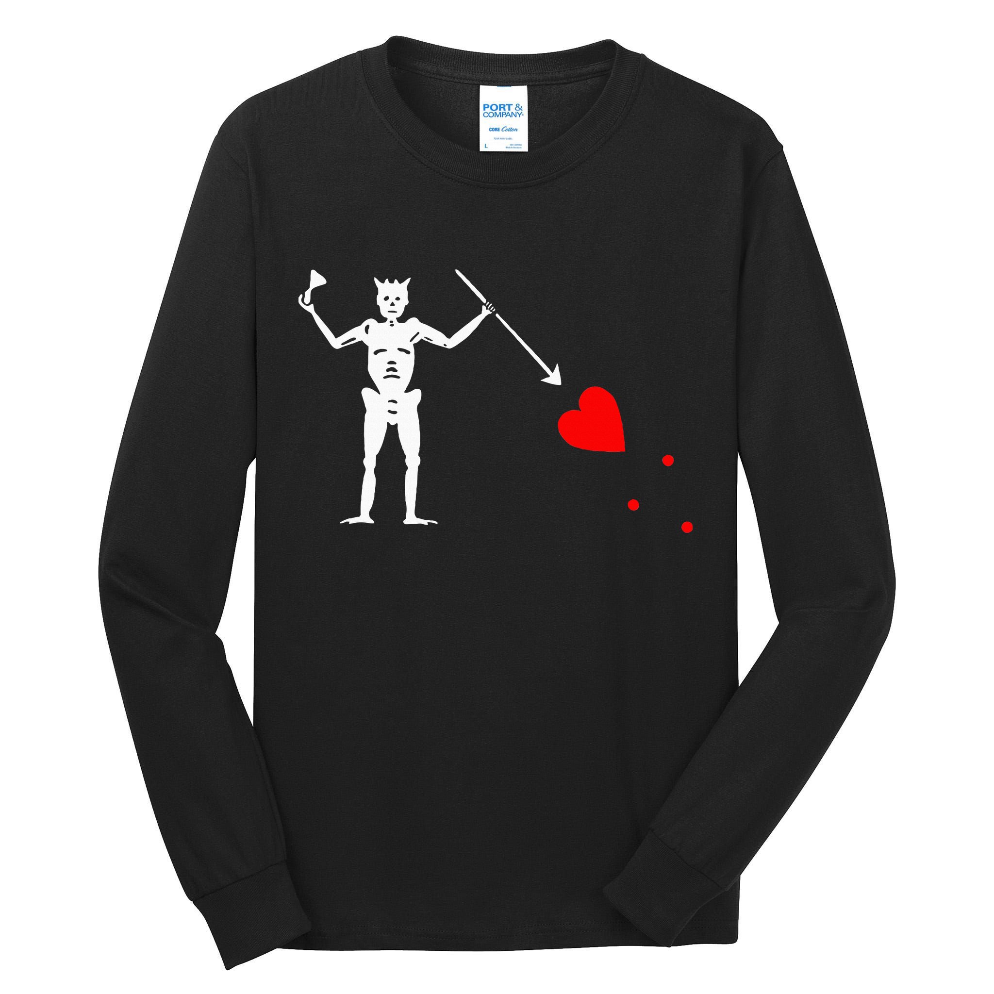 Blackbeard Pirate Flag Jolly Roger Skeleton Tall Long Sleeve T-Shirt