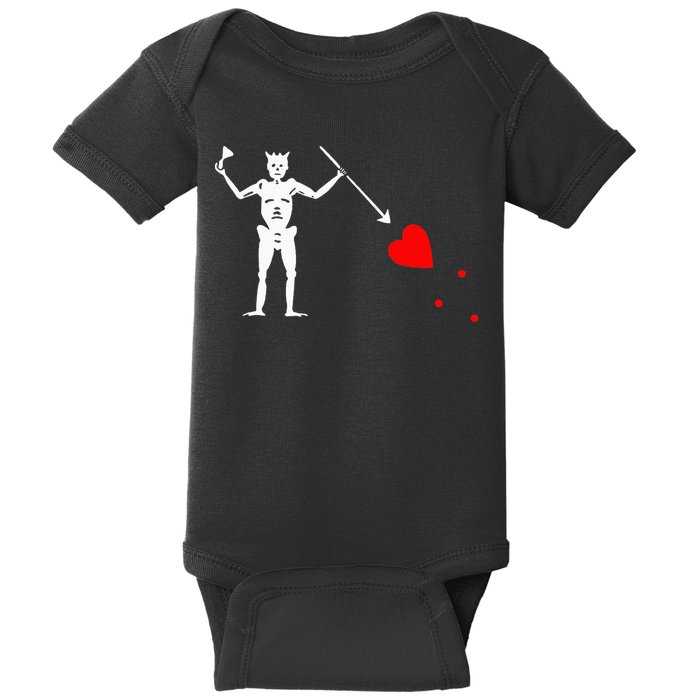 Blackbeard Pirate Flag Jolly Roger Skeleton Baby Bodysuit