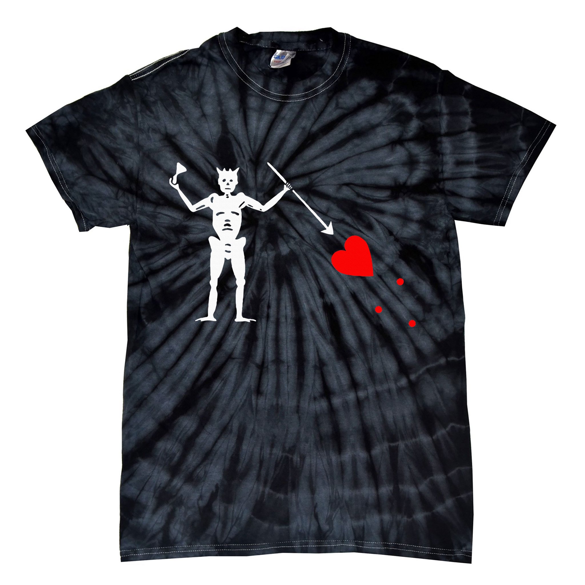 Blackbeard Pirate Flag Jolly Roger Skeleton Tie-Dye T-Shirt