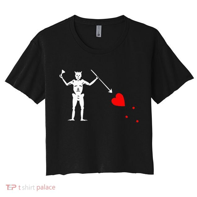 Blackbeard Pirate Flag Jolly Roger Skeleton Crop Top