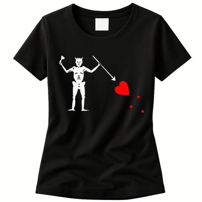 Blackbeard Pirate Flag Jolly Roger Skeleton Womens T-Shirt