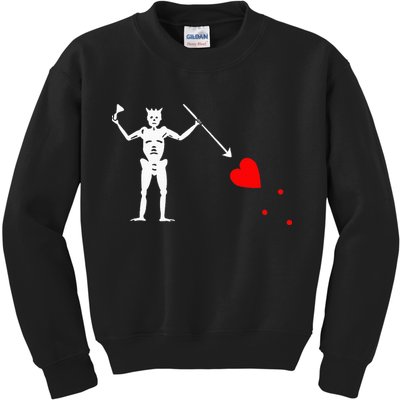 Blackbeard Pirate Flag Jolly Roger Skeleton Kids Sweatshirt