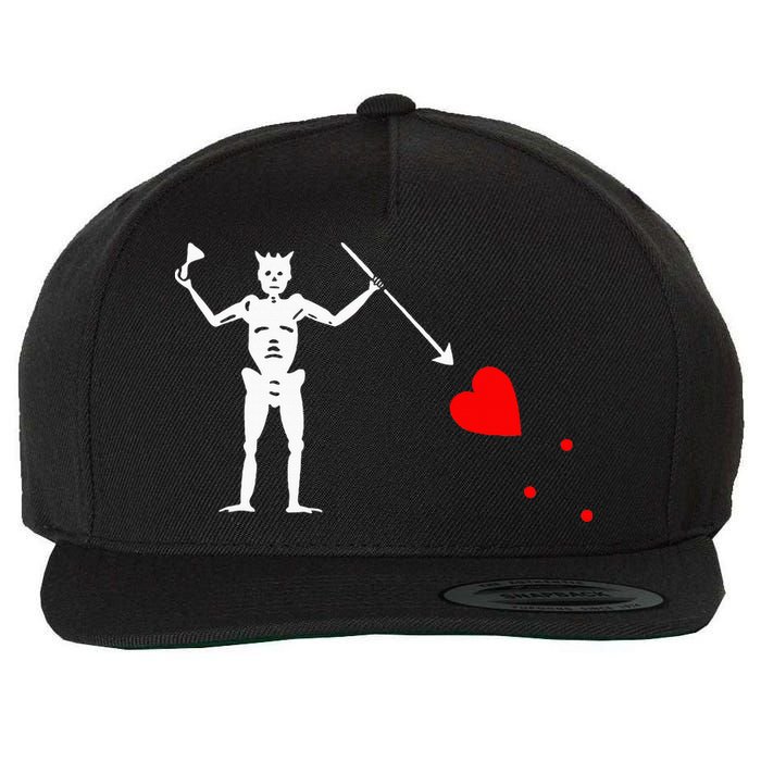 Blackbeard Pirate Flag Jolly Roger Skeleton Wool Snapback Cap
