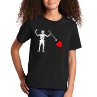 Blackbeard Pirate Flag Jolly Roger Skeleton Kids T-Shirt