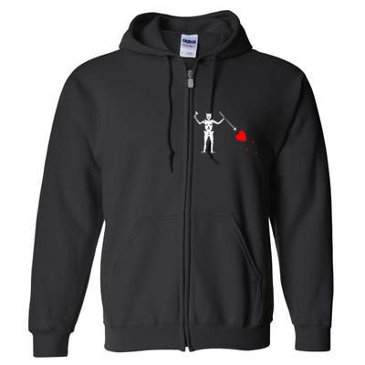 Blackbeard Pirate Flag Jolly Roger Skeleton Full Zip Hoodie