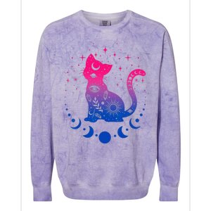 Bisexual Pride Flag Colors Astronomy Cat Colorblast Crewneck Sweatshirt