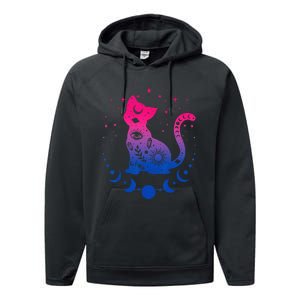 Bisexual Pride Flag Colors Astronomy Cat Performance Fleece Hoodie