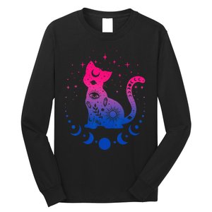 Bisexual Pride Flag Colors Astronomy Cat Long Sleeve Shirt