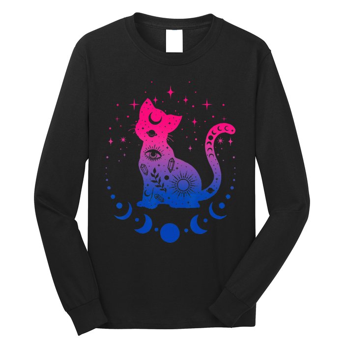 Bisexual Pride Flag Colors Astronomy Cat Long Sleeve Shirt