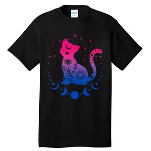 Bisexual Pride Flag Colors Astronomy Cat Tall T-Shirt