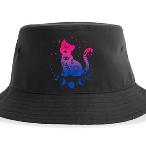 Bisexual Pride Flag Colors Astronomy Cat Sustainable Bucket Hat