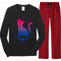 Bisexual Pride Flag Colors Astronomy Cat Long Sleeve Pajama Set